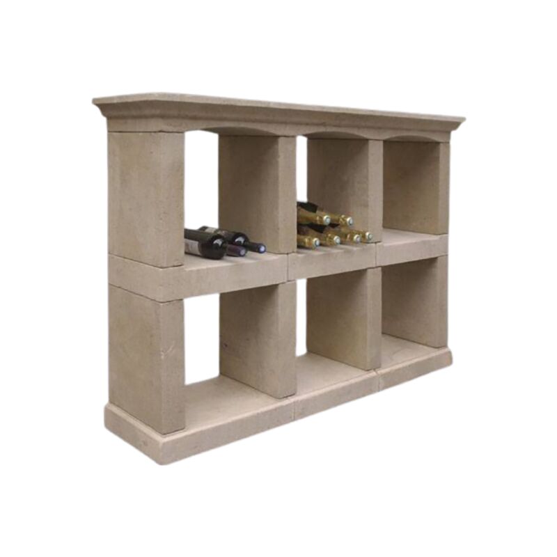 Comptoir Des Pierres - Range bouteille en pierre - Cavis Royal - 9 casiers - 3 (largeur) x 3 (hauteur) - Semond Nuancé Brossé