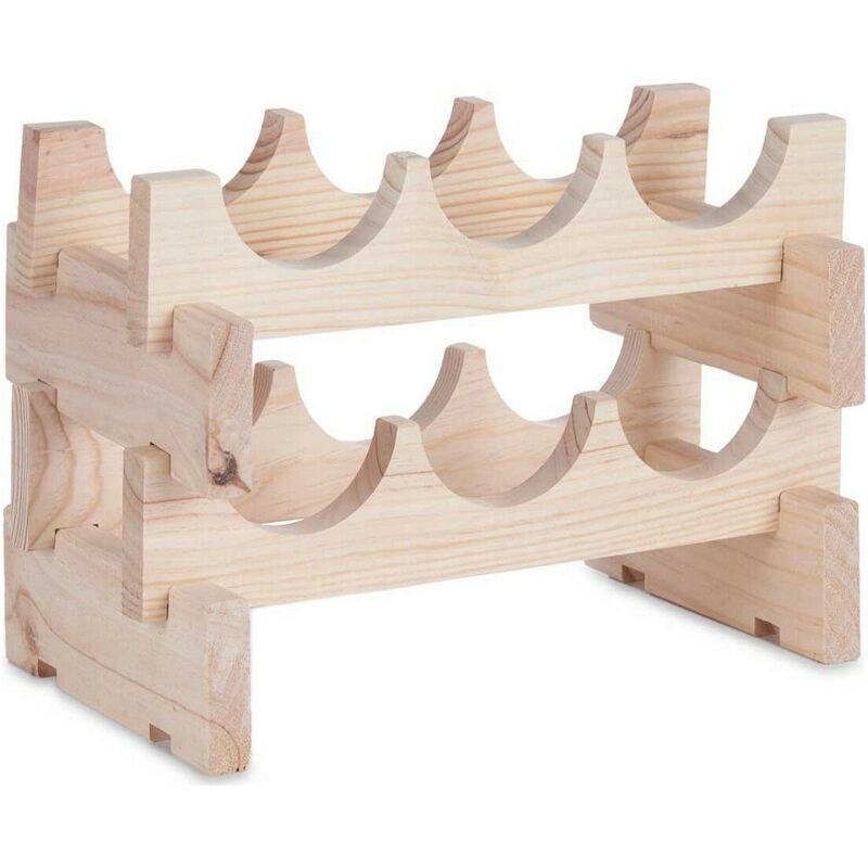 Kipit - Porte-bouteilles 6 bouteilles bois naturel depine (36,5 x 21 x 25 cm)