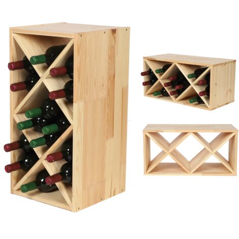 Range bouteilles en bois croisillon 14 bouteilles – Dimensions 60x30x30 cm – Stockage optimal pour cave ou cuisine