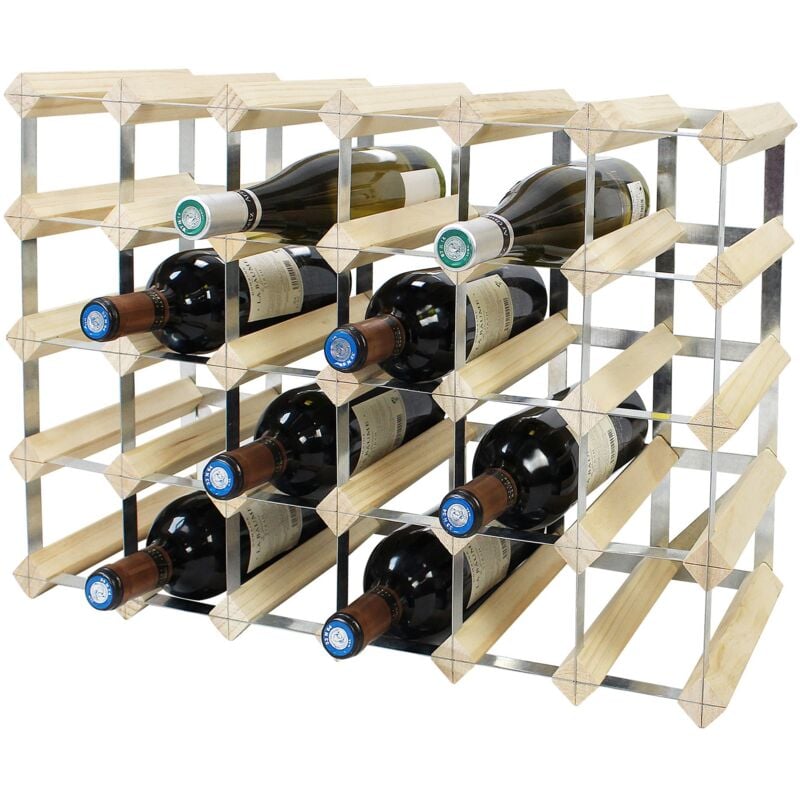 So-tech - Range-bouteilles, Etagère à Vin , 30 bottles, 61,2 x 42 x 22,8 cm, Bois naturel, Dimensions: 61,2 x 42 x 22,8 cm
