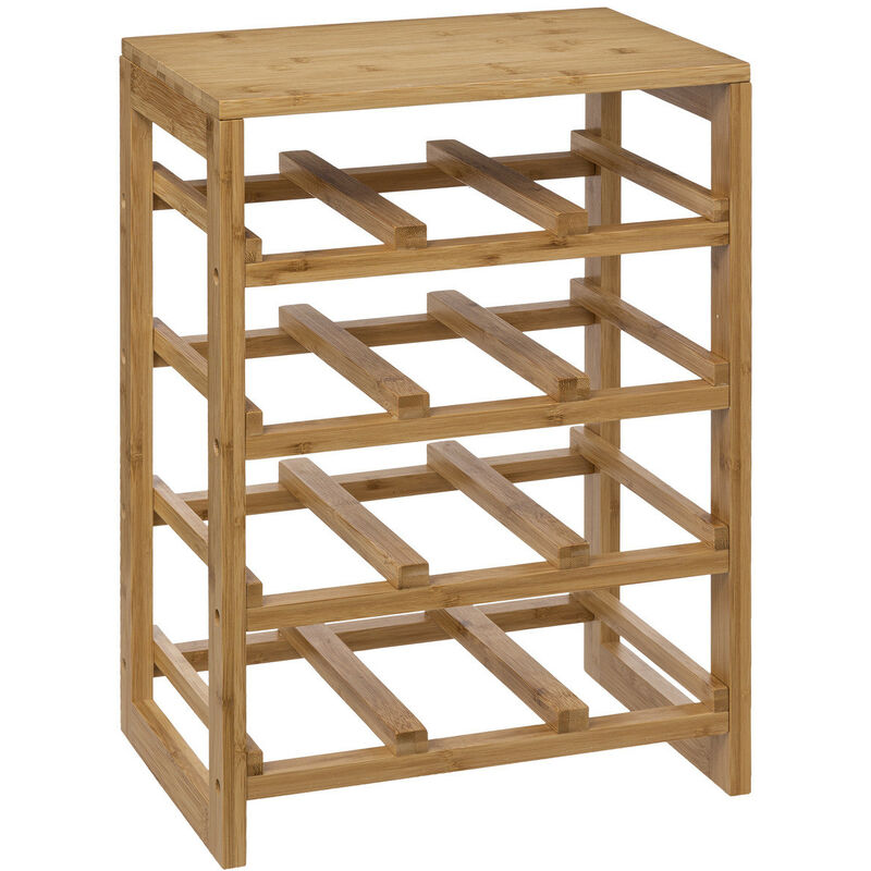 Pegane - Range-bouteilles, étagère à bouteilles en bambou coloris naturel - Longueur 35 x Profondeur 24 x Hauteur 47 cm