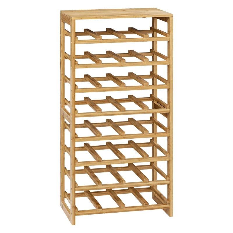 Pegane - Range-bouteilles, étagère à bouteilles en bambou coloris naturel - Longueur 45 x Profondeur 24 x Hauteur 89 cm