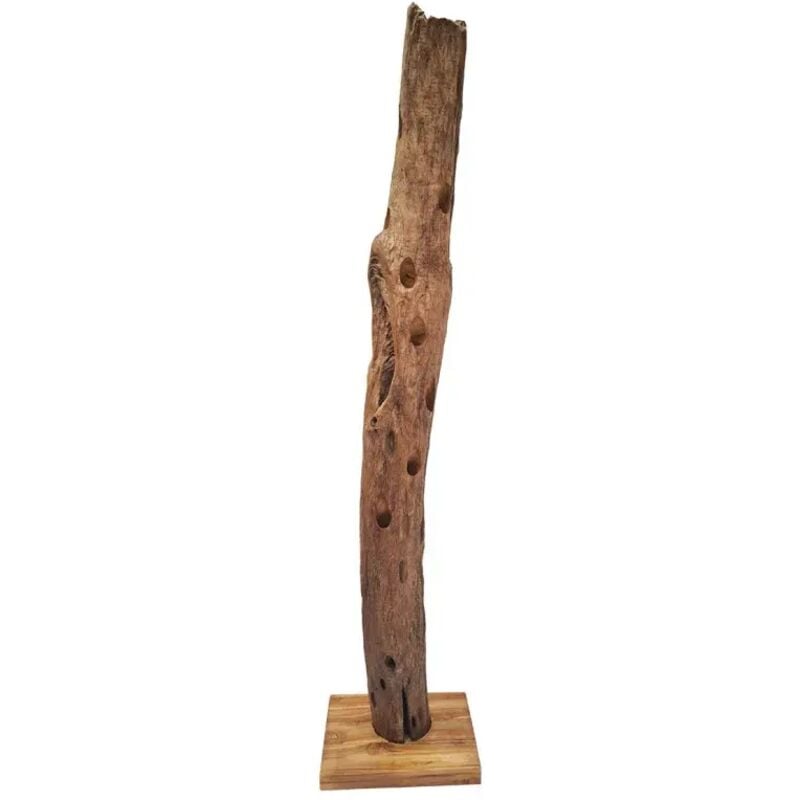 Meubletmoi - Range-bouteilles tronc d'arbre en teck 184 cm socle carré - tokela