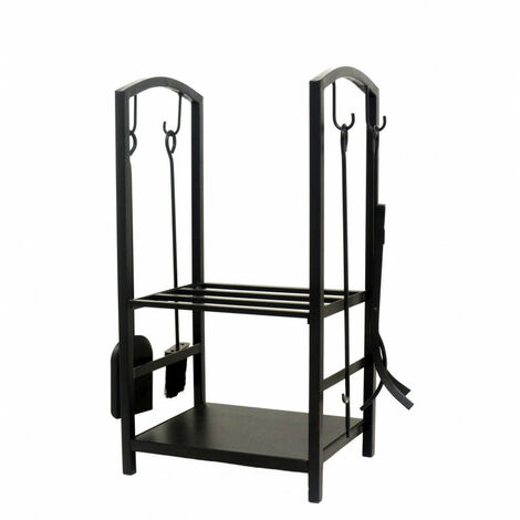 Range bûche avec serviteur 2 étages porte buche, étagère à bois