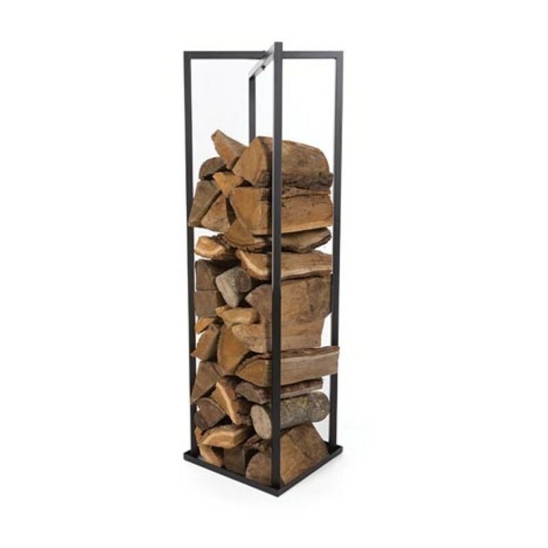 Perel - Range-bûches pour bois de cheminée, noir, 34 x 34 x 118 cm