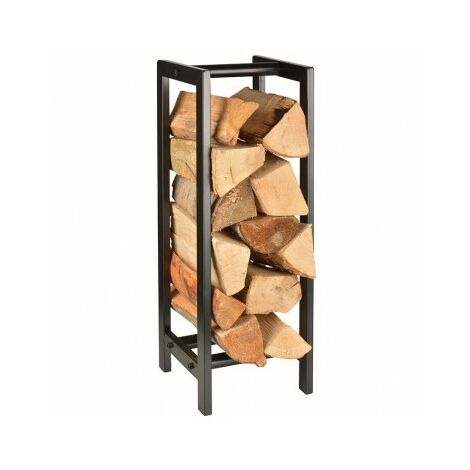 Étagère à bois de cheminée 100x150x25 cm Noir en métal ML-Design