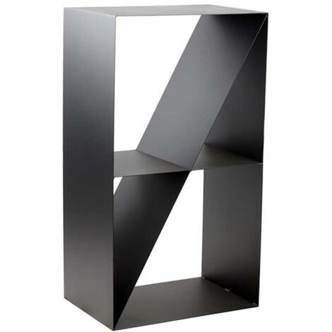Range bûches en acier noir 4 compartiments – Dimensions 45x30x80 cm – Rangement esthétique pour bois de chauffage – Livré monté – Farmcook