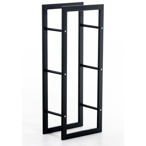 Range-bûches étagère bois de cheminée 25x40x100 métal mat noir