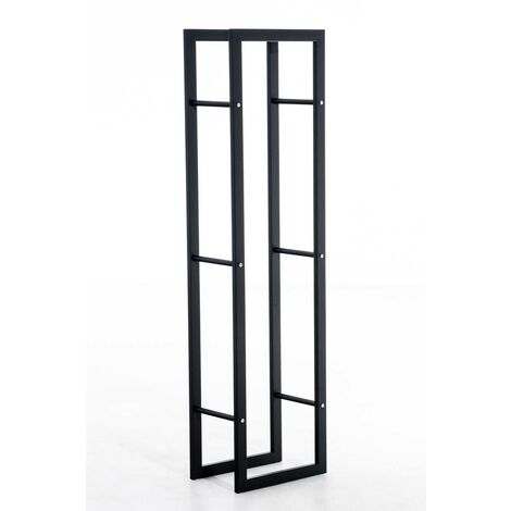 Range-bûches étagère bois de cheminée 25x40x150 métal mat noir