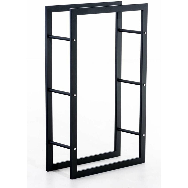 Range-bûches étagère bois de cheminée 25x60x100 métal mat noir DEC10008