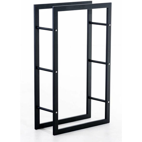 Range-bûches étagère bois de cheminée 25x80x100 métal mat noir