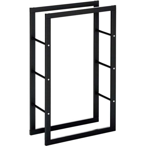 Range bûches Etagère porte bois de cheminée porte-bûches design contemporain charge max. 100 Kg dim. 60L x 25l x 100H cm métal noir