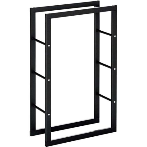 Range bûches Etagère porte bois de cheminée porte-bûches design contemporain charge max. 100 Kg dim. 60L x 25l x 100H cm métal noir