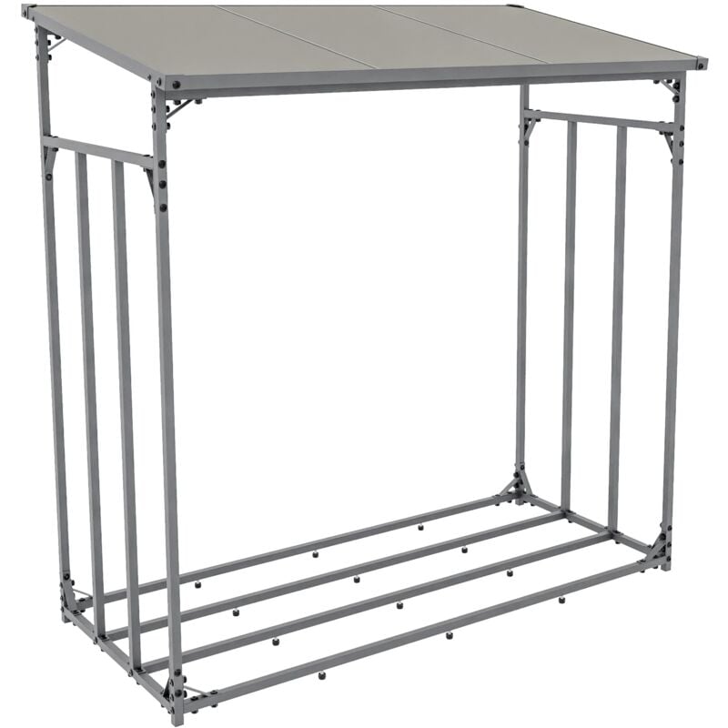 Range-bûches étagère support bois de cheminée 145x143 cm en acier galvanisé anthracite 100003589