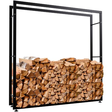 Support à Bois Rustique Flame En Métal Armé Noir – Intérieur/extérieur
