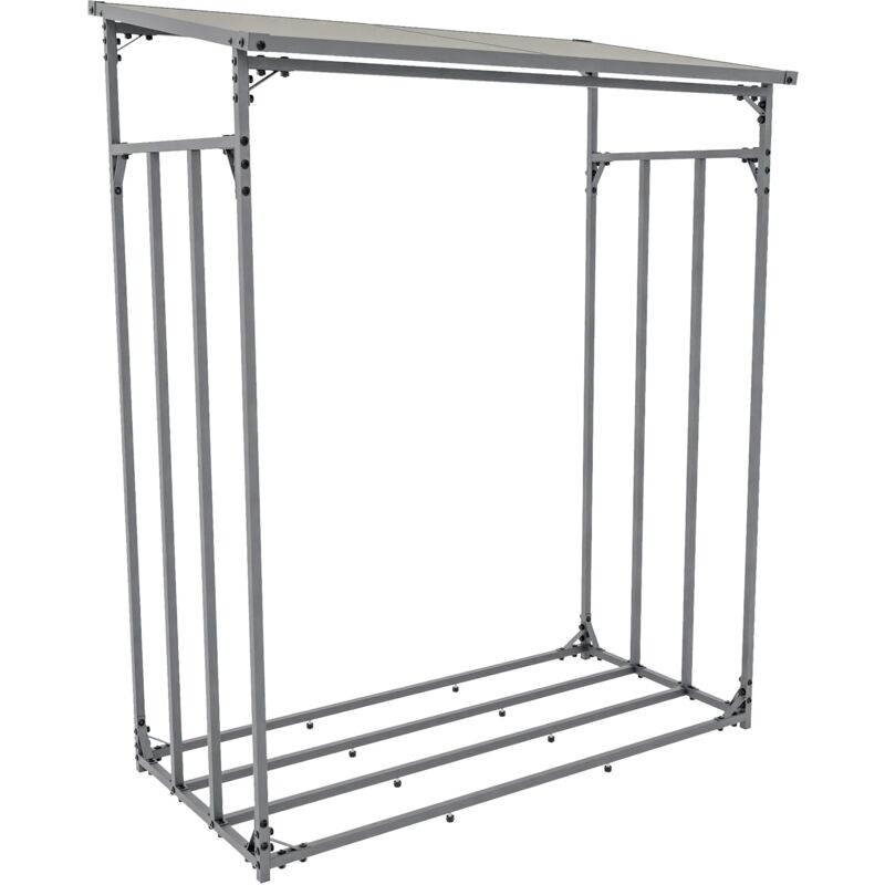 Range-bûches étagère support bois de cheminée 165x130 cm en acier galvanisé anthracite 100003588