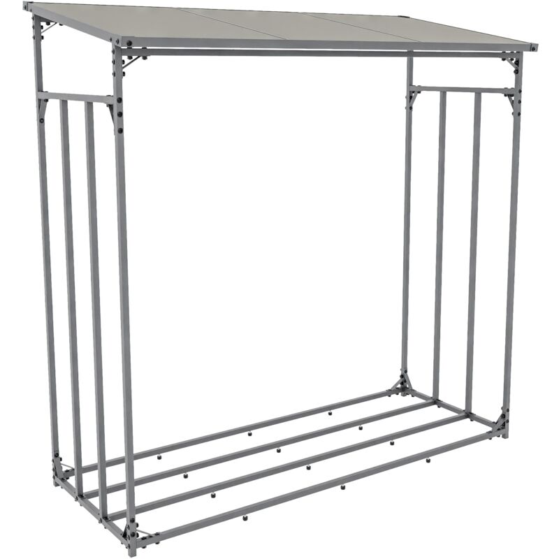 Range-bûches étagère support bois de cheminée 165x165 cm en acier galvanisé anthracite 100003590