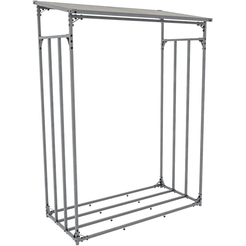 Range-bûches étagère support bois de cheminée 185x130 cm en acier galvanisé anthracite 100003587