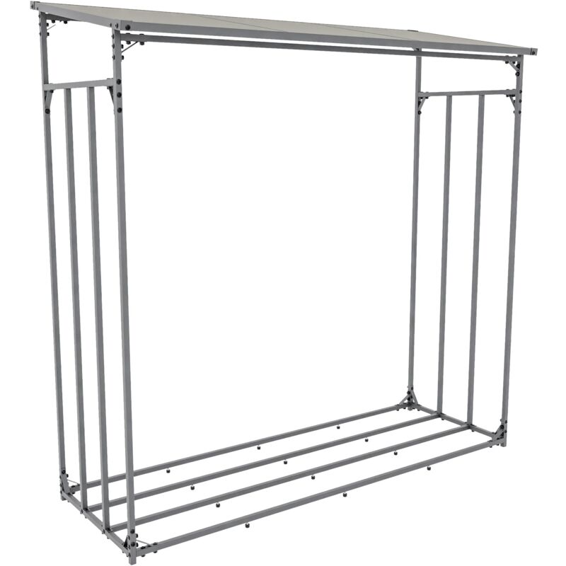 Range-bûches étagère support bois de cheminée 185x185 cm en acier galvanisé anthracite 100003591