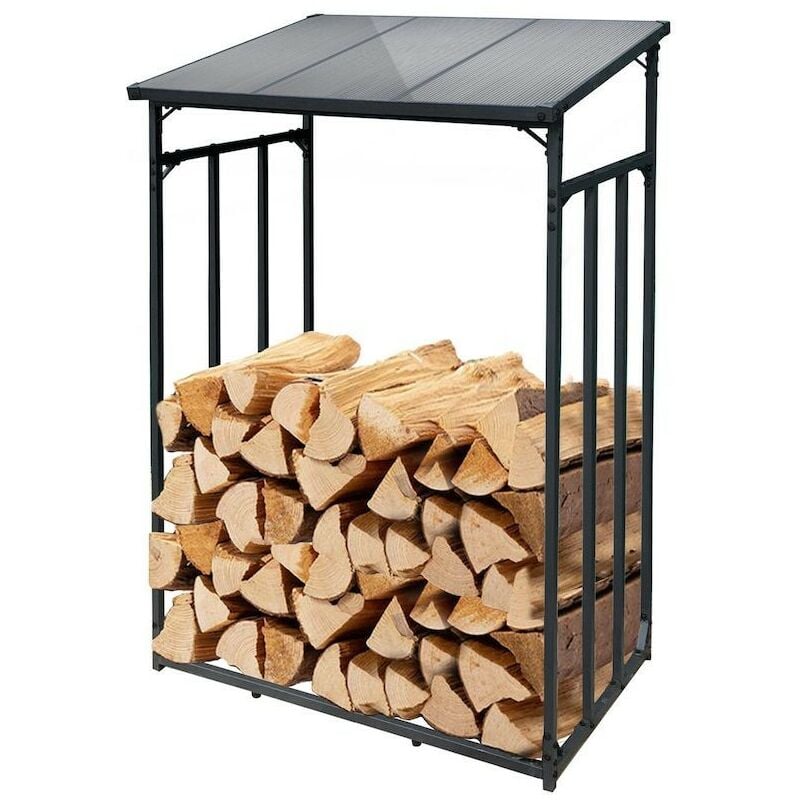 Range Bûches Extérieur 130 x 70 x 185 . Idéal rangement bois de chauffage - Noir
