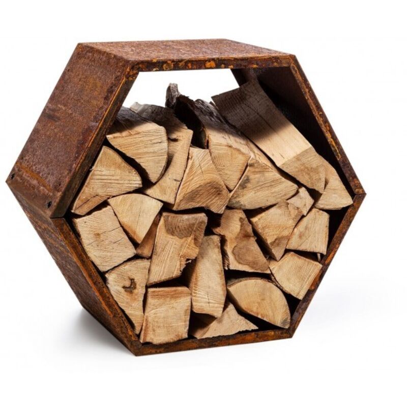 Farmcook - Range bûches hexagonal modulable harena en acier rouillé