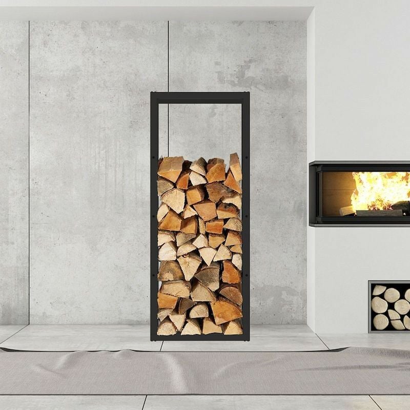 Range Bûches intérieur 150 x 60 . Idéal rangement bois de chauffage - Noir