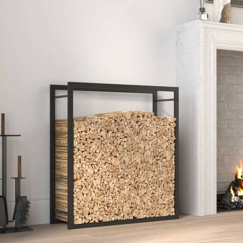 Le Poisson Qui Jardine - Range Bûches intérieur 86 cm de hauteur . Idéal rangement bois de chauffage - Noir