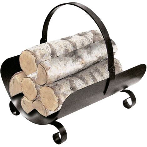 Range-bûches intérieur en fer forgé 40x32x45 cm – Support robuste pour bois – Conception pratique pour transport facile