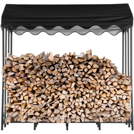 OUTSUNNY Abri-bûches pour bois de chauffage stockage extérieur du bois en  métal et polycarbonate 185 x 67 x 185 cm noir pas cher 