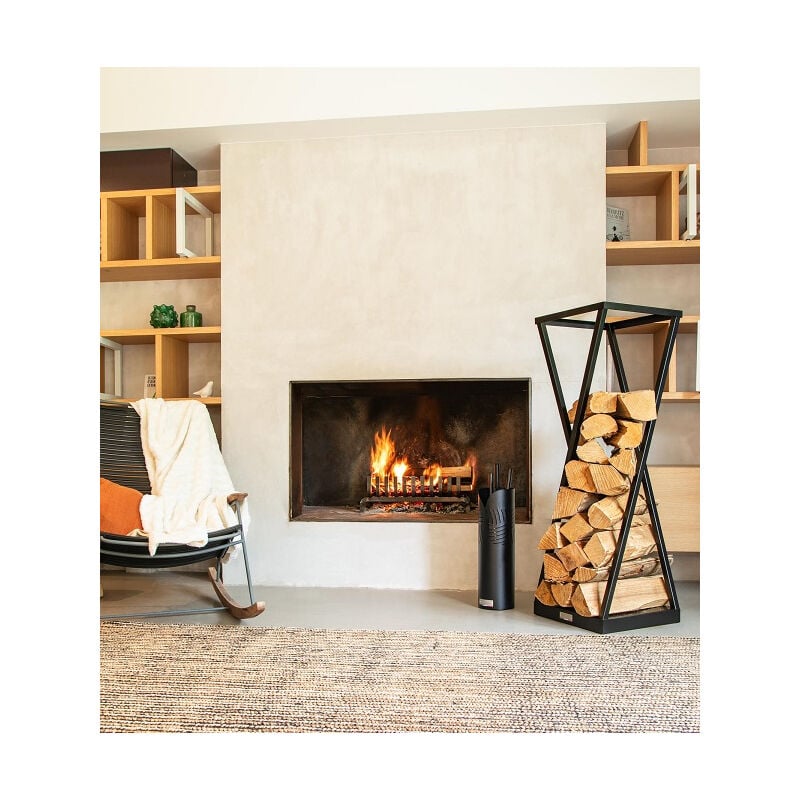 Le Marquier - Range-bûches Sablier Noir h 118 cm pour bûches de 40 cm