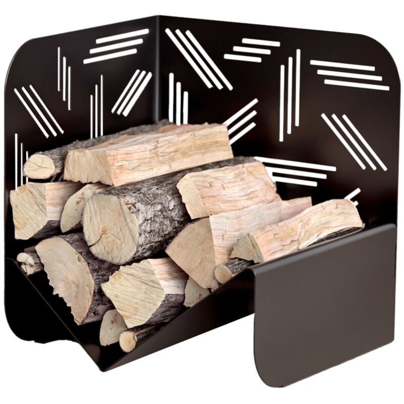 Thirard - Range bûches noir pour intérieur et extérieur Pattern, acier, 433x500mm