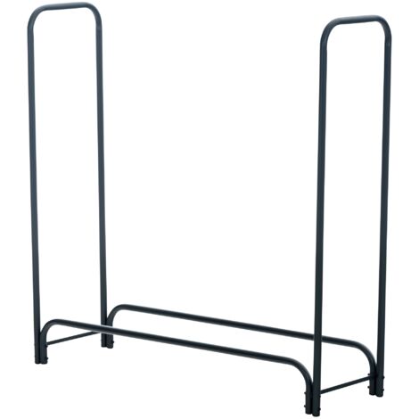Range-bûches porte-bois de cheminée style industriel 120x120 cm en métal anthracite 100003581