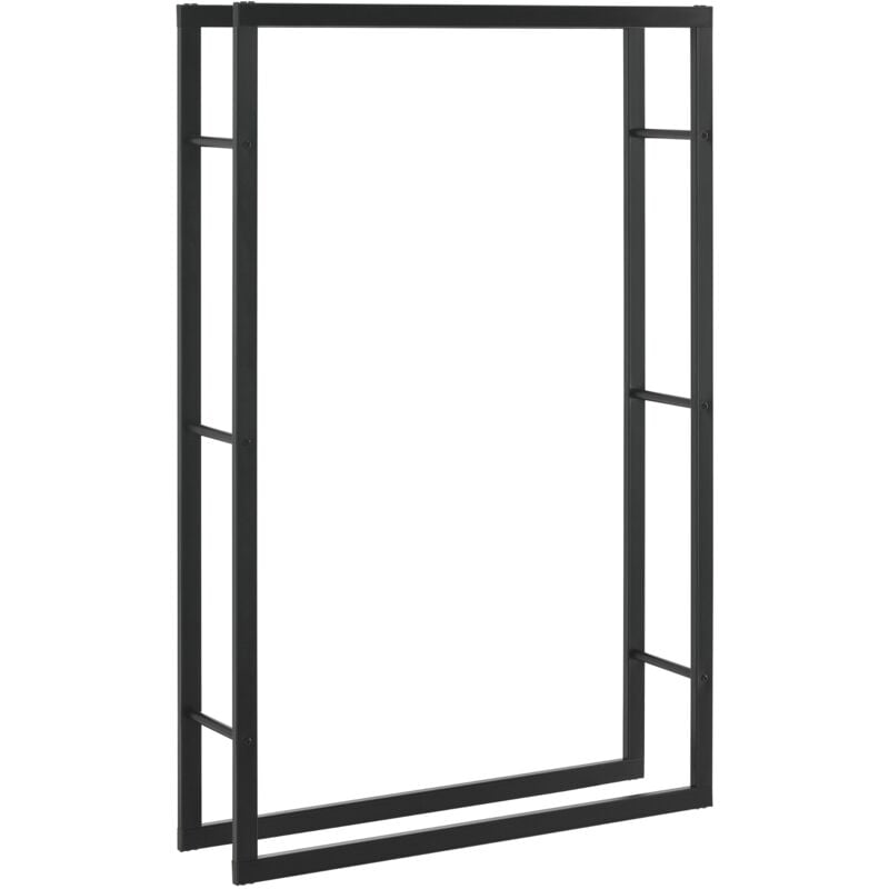 Range-bûches pour usage intérieur extérieur porte-bûches design support rangement bois de chauffage en acier 100 x 25 x 150 cm noir