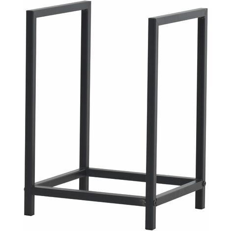 Outsunny Porte bûches range bûches vertical en métal intérieur extérieur 50  x 30 x 100 cm noir
