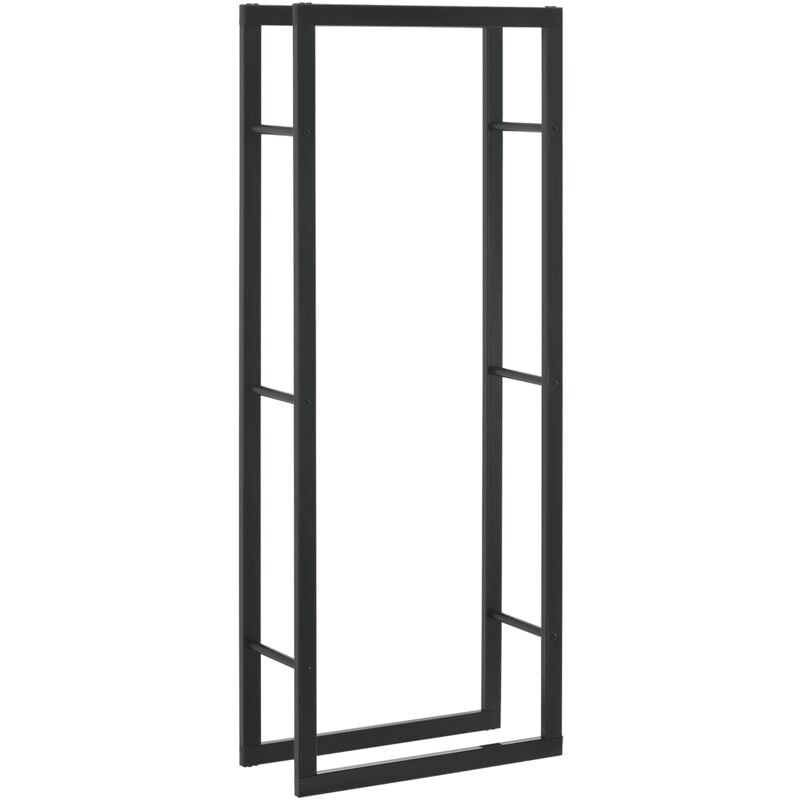 Range-bûches pour usage intérieur extérieur porte-bûches design support rangement bois de chauffage en acier 60 x 25 x 150 cm noir