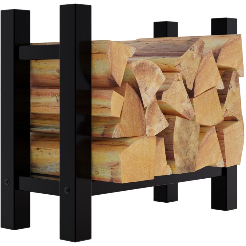 Range-bûches support bois de cheminée pour intérieur pieds carrés 60x60 cm en métal noir 100003565