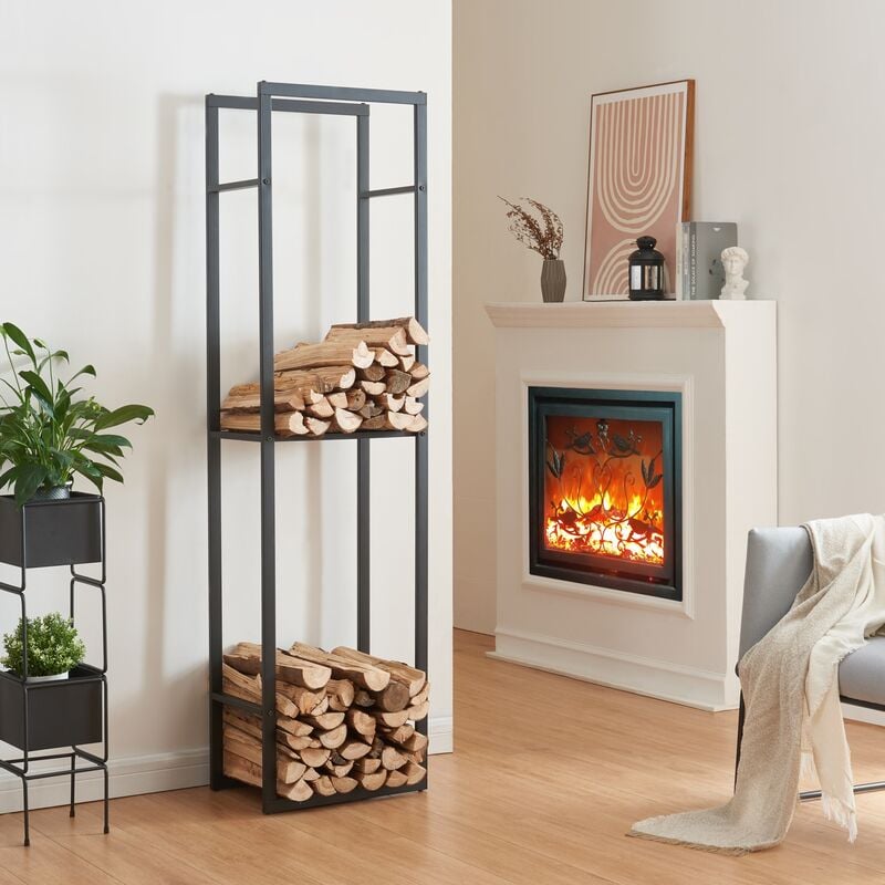 [en.casa] - Range-bûches Ulvila pour intérieur 170 x 45 x 30 cm noir