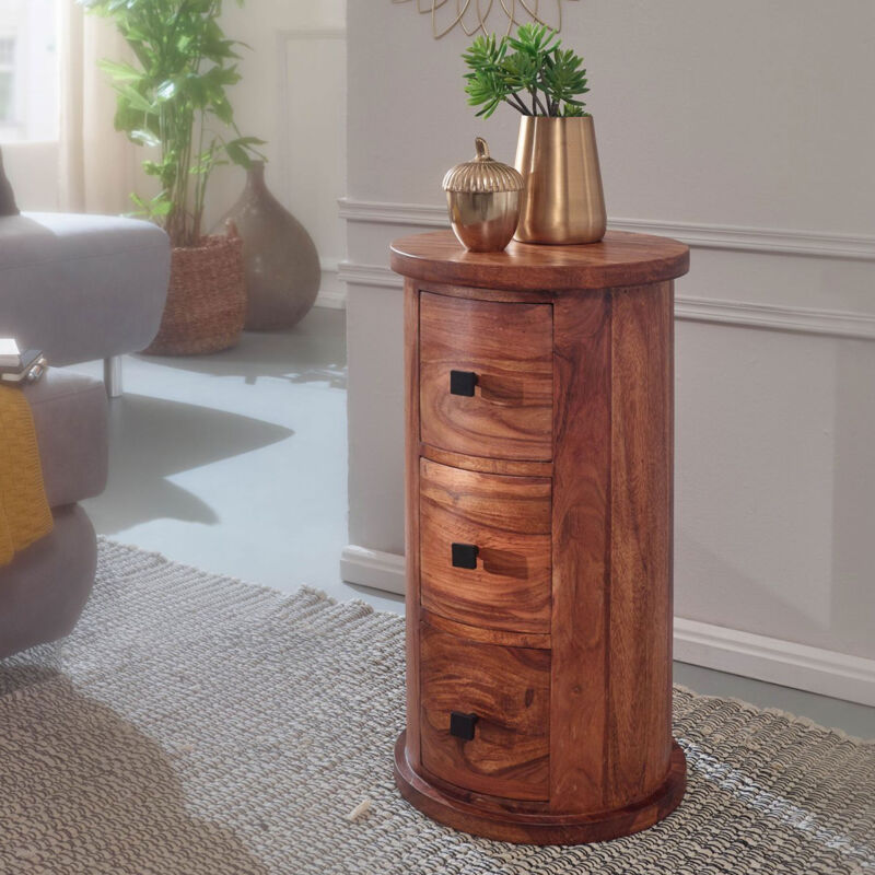 M&s - Range cd 3 tiroirs 35x35x65 cm en bois massif