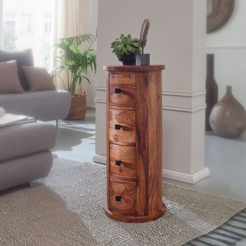 Range cd 4 tiroirs 35x35x85 cm en bois massif