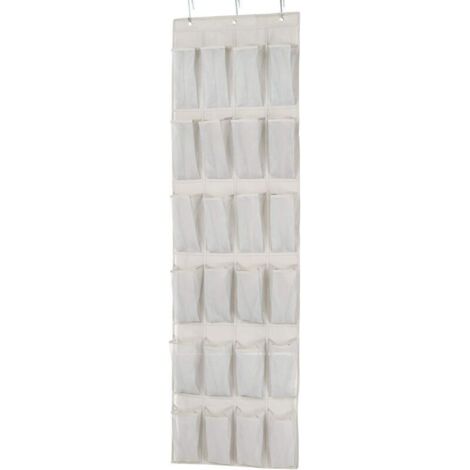 Range-chaussures à suspendre sur la porte, 24 compartiments, moyen format, Blanc
