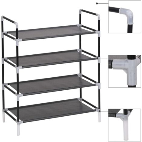 Non-Tissé 10 niveaux étagère à chaussures Meuble de rangement tissu Housse-Noir