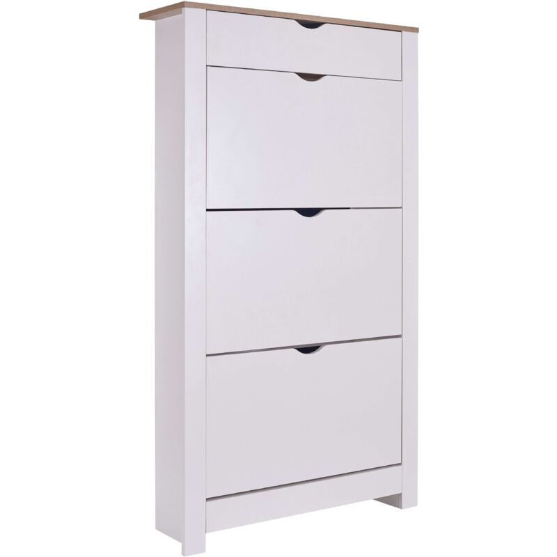 Miroytengo - Range chaussures blanc 3 trappes et 1 tiroir haut Tivoli Hallway 140x78x24 Cm