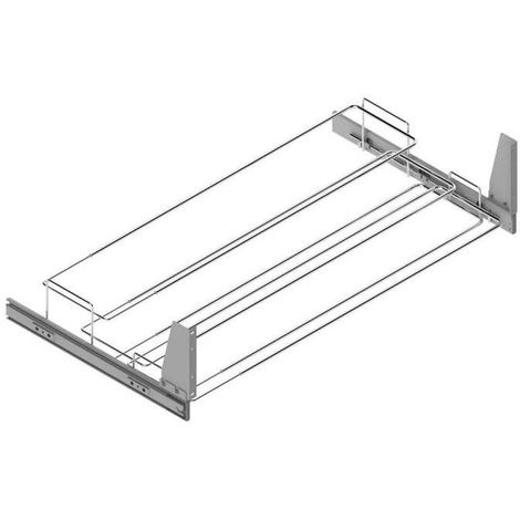 MENAGE CONFORT Range chaussures coulissant pour façade - Charge : 45 kg - Profondeur : 485 mm - Hauteur : 135 mm - Décor : Chromé - Largeur maxi : 1000 mm - Largeur mini : 640 mm - Matériau : Acier - MENAGE&CONFORT - Décor : Chromé