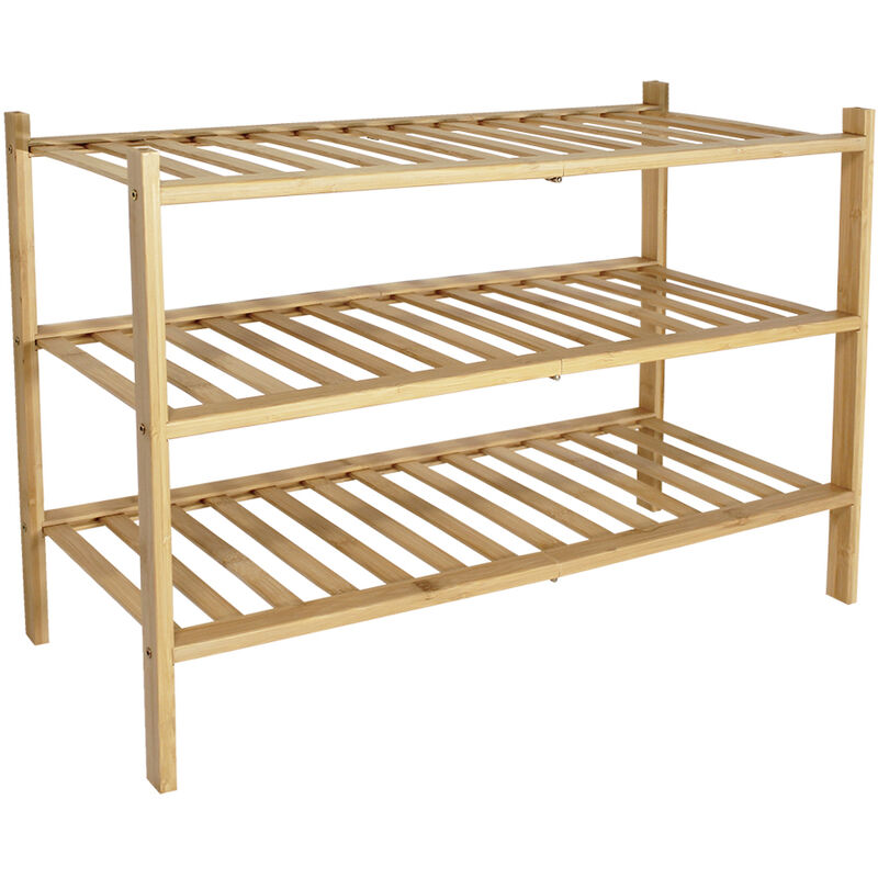 Support chaussures en bambou - 3 étages - Naturel - 69x28x48cm - FSC 100%