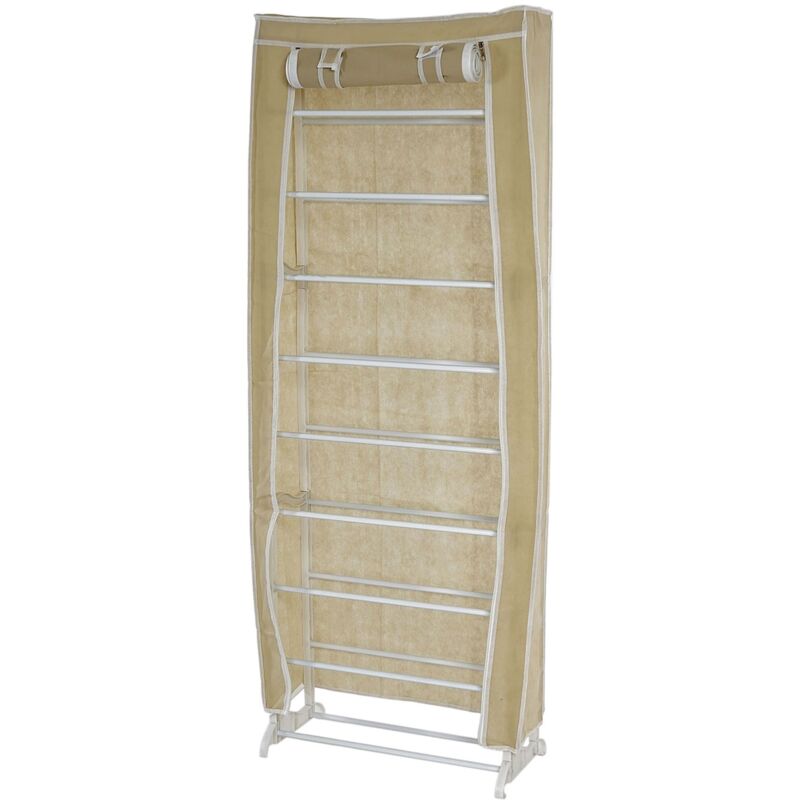 HHG - Range-chaussures, placard de camping, armoire pliable, tissu 140x52x18cm, crème