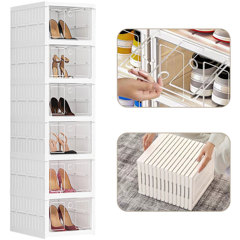 Range-chaussures PP, Boîtes à Chaussures,Boîtes Empilables Plastique, Organisateur De Chaussures Gain de Place