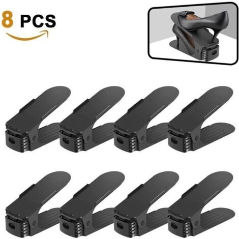 Range Chaussures Réglable - Rangement Chaussures Gain de Place en Plastique - Economiser la Moitié de l’espace - Lot de 8pcs