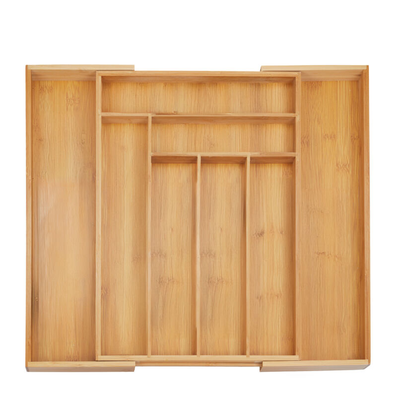 Relaxdays - range-couvert en bambou extensible, hlp : 5 x 32,5 - 52 x 45,5 cm, organiseur de tiroir pour cuisine, nature