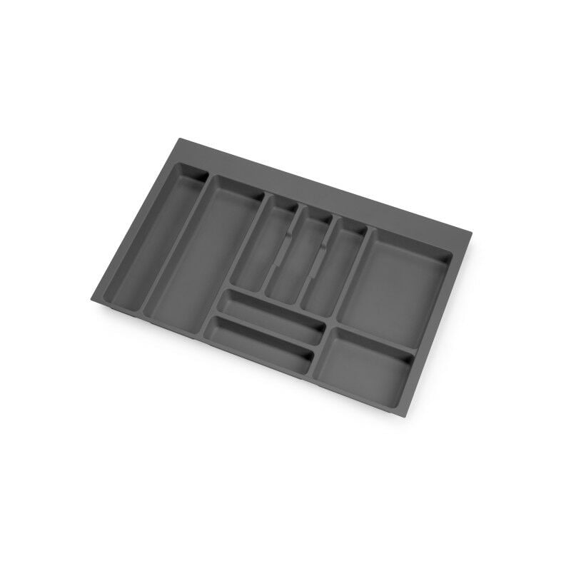 Range-couvert Optima pour tiroir de cuisine Vertex/Concept 500, module 800 mm .Panneau 16mm, Plastique, gris anthracite - Emuca