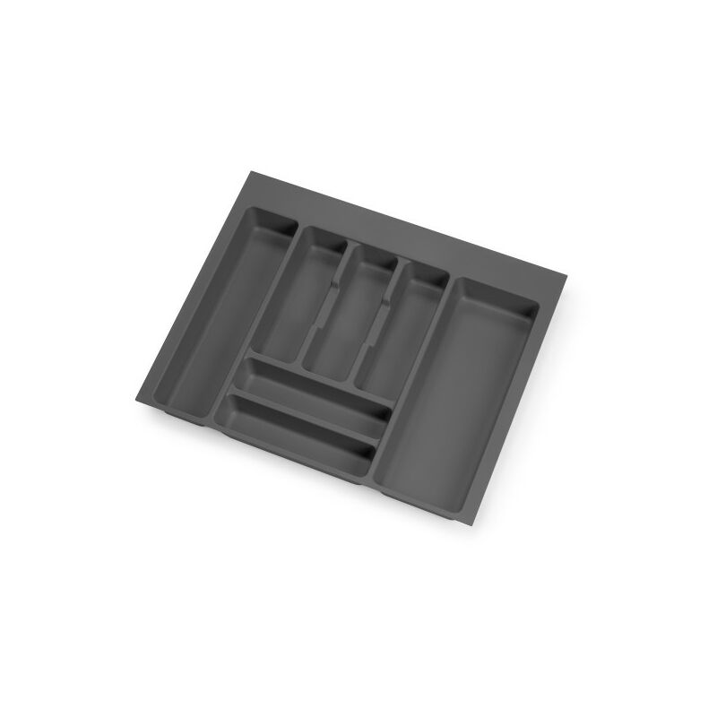 Range-couvert Optima pour tiroir de cuisine Vertex/Concept 500, module 600 mm .Panneau 16mm, Plastique, gris anthracite - Emuca